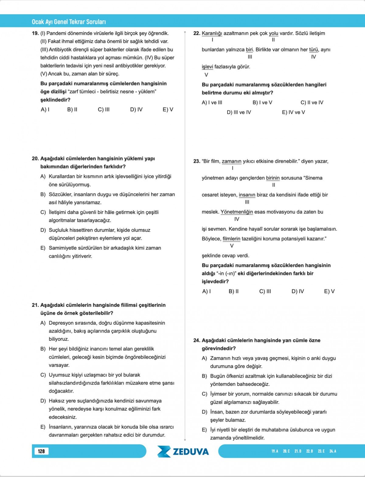 Zeduva Yayınları Türkçe Saati TYT Dil Bilgisi 1 Kitap 3 Kamp Soru Bankası